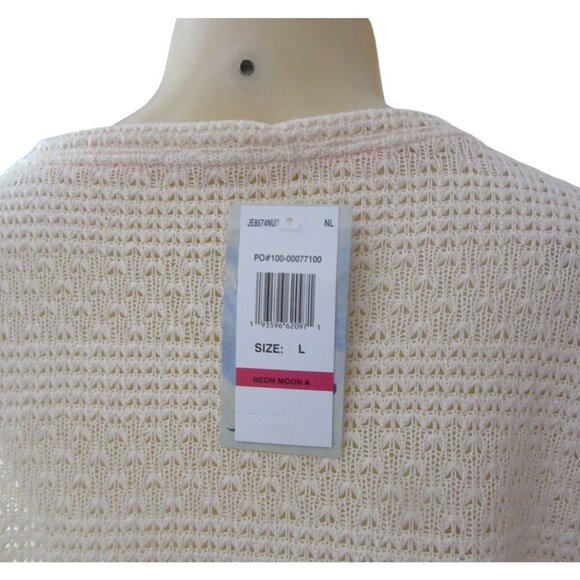 New w Tags, Jolt Neon Moon Cream Color Long Sleeve Knit Sweater in Sz Large - Picture 5 of 5